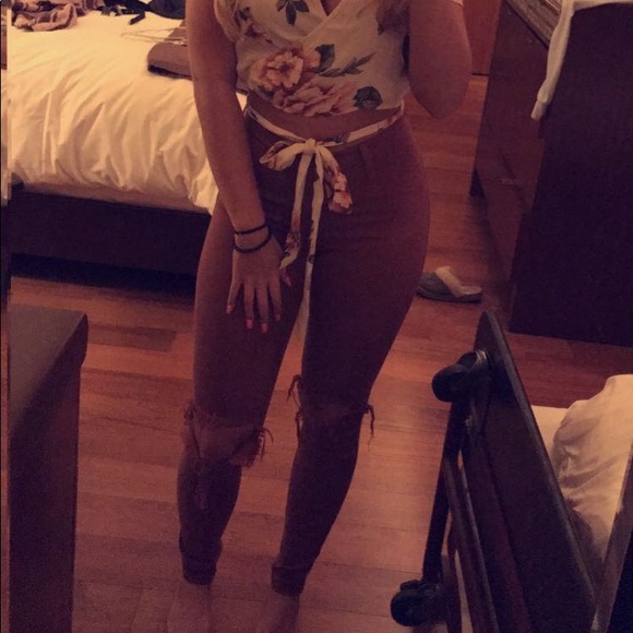 Vibrant Denim - MOVING SALE Rust distressed knee skinny jeans - Vibrant Denim